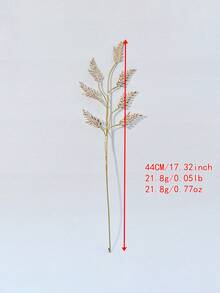 1支闪亮合金叶片人造花，时尚闪亮花枝装饰，免维护，适用于婚礼、订婚、派对、节日、家居桌面装饰 - 金色 - 查看 3