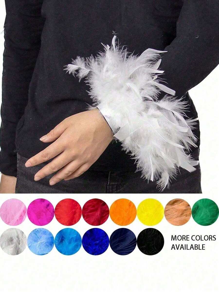 1 Peça Braçadeira de Pena, Pulseira de Tapa de Pena, Anel de Pressão de Pena, Braçadeira de Tapa com Círculo de Papai, Decoração de Pulso Feminino Fantasia de Halloween - multicolorido - Visão 1
