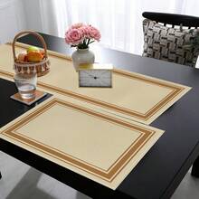 5/7pcs Ramadan Table Runner (33*183cm) + Placemat (30*45cm), Linen Washable Kitchen Dining Table Decor, Suitable For Home, Outdoor, Holiday, Party, Hotel, Chinese Style Tablecloth, Plate, Food Journey, Guest Plate, Travel Set, Coaster, Kitchen Accessories