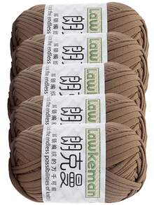 Lawkeman 5 peças/500g Fio de Camiseta - Fio de Poliéster de Alta Qualidade, 30m/peça - Fio de Tecido Macio, Adequado para Crochê, Fio de Tricô Multicolorido - Ideal para Cestas, Bolsas, Mantas, Chapéus, Brinquedos, Lenços DIY - Multicolorido - Visão 22