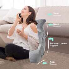 Reading Pillow For Sitting In Bed Couch Adult Back Pillow With Arm Support And Pockets Adult Back Pillow Bed Chair For Bed Rest Reading Watching TV Gaming For  And  Light Grey - Xám - Xem 5