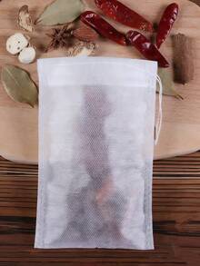 100-Pack White Disposable Non-Woven Tea Bags – Drawstring Herb Infuser Bags, Small Mesh Filter Pouch For Loose Leaf Tea/Spices, Disposable Brewing Bags, Ideal For Home Tea Brewing Homemade Herb Infusions Kitchen Spice Storage Valentine's Day Cozy Gift Prep, Bestselling Kitchen Essential, Perfect For Valentine's Day Thoughtful Gift For Friends Colleagues Tea Enthusiasts - White - View 11