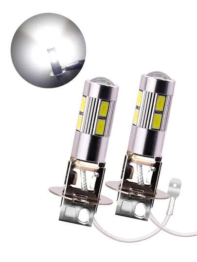 مصباح ضباب السيارة 2 قطعة 5630 SMD 10 LED H1 H3 6000K، مصباح أمامي أبيض 12 فولت، مصباح إشارة انعطاف داخلي