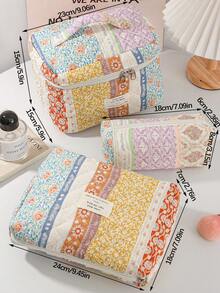 1 pièce Ensemble de sac cosmétique à imprimé floral marron, trousse de rangement pour maquillage avec fermeture éclair pour les soins de la peau, les cosmétiques, le baume à lèvres, l'écran solaire, la crème pour les mains, les écouteurs, les pièces et autres petits articles. Sac à maquillage mignon, essentiel pour les déplacements quotidiens, les voyages, le dortoir. Convient comme cadeau pour les amis, l'anniversaire, les demoiselles d'honneur, la fête des mères, la fête des enseignants. - Tabac - Voir 11