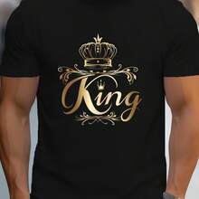 King Crown Design G500 Cotton Men's T-Shirt Comfortable Fit - 黑色 - 查看 1