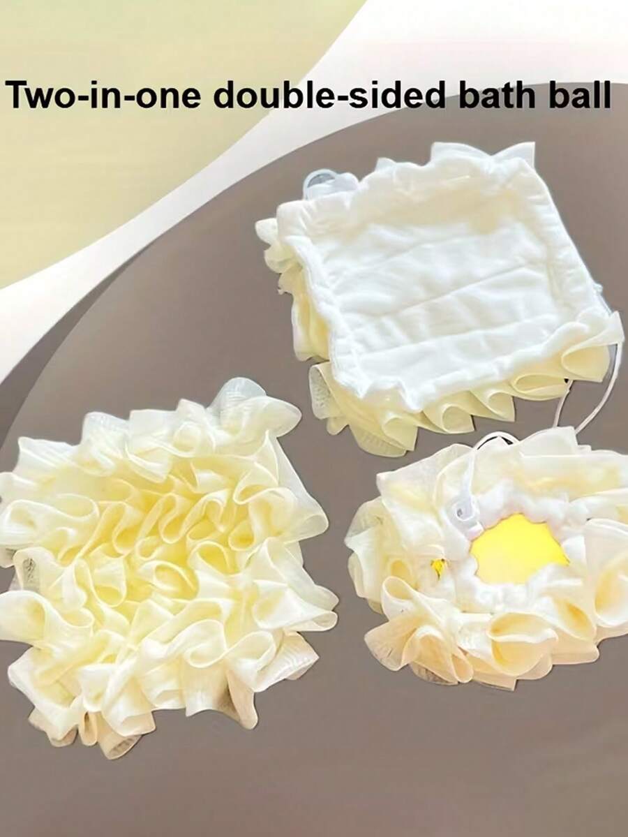 Bath Loofah 2-In-1 Double Sided Shower Ball With Soap - Exfoliating Bath Sponge & Built-In Soap Dispenser, No Shedding Quick Foaming Body Scrubber - Dual Purpose Shower & Bath Tool, Light Beige - Suitable For Home, Gym, Spa, Travel,Valentine's Day, Wedding Season, Souvenirs, Bridesmaid Gifts, Ramadan ﻿ ﻿ - Multicolor - View 1