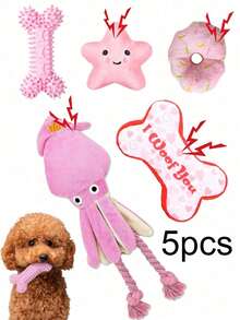 Valentine's Day Gift Set Includes: Cute & Fun Dog Chew Toys With Squeaker, Pink Bone Combo, Small Dog Chew Toys Suitable For Small & Medium Pets, Lollipop Gifts, Valentine's Day & Christmas Gifts - Multicolor - View 9