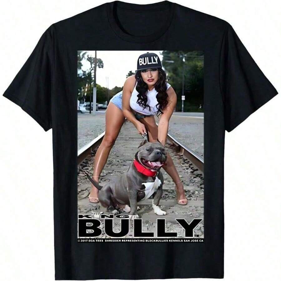 DGA David Gonzales Art King Bully Shredder Pitbull Dogs Tattoos T Shirt - 黑色 - 查看 1