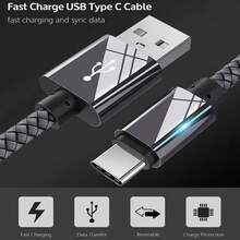 彩色USB Type-C数据线，尼龙编织设计，适用于智能手机快速充电。这款USB-A转USB-C充电线兼容 17、16 Pro Max、iPad Pro、Air 5、Galaxy S25、S24等多种设备。 - 彩色 - 查看 6
