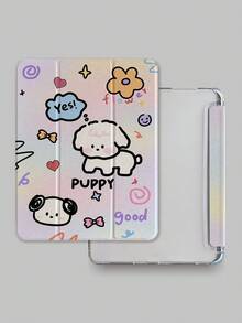 1pc Cute Doodle Puppy Design IPad Protective Case, Suitable For IPad 7/8/9, IPad Air 5/4/3, IPad 9th Gen 10.2", IPad Pro 11" (A16 2025), With Foldable Stand, IPad 10th Generation Case