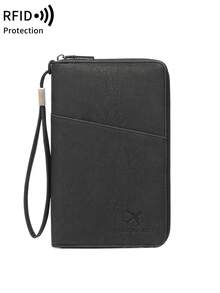 MIYIN New RFID Blocking Passport Holder, Fits Multiple Passports, Travel Document Card Organizer Wallet, Soft Material Zipper Long Passport Wallet With Detachable Wrist Strap, Valentine's Day Gift For Wife/Girlfriend, Lightweight, Waterproof, Suitable For Travel, Cruise, Unisex - Black - View 11