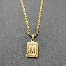 1pc Men's Bestselling Stainless Steel Square Letter Pendant Necklace, Personalized Letter Necklace, Hip Hop Jewelry - Yellow Gold - View 34