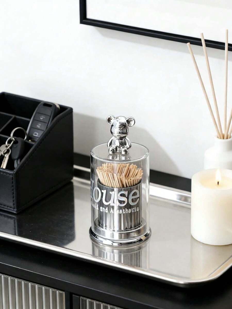 1 hộp đựng tăm hình gấu dễ thương, hộp đựng tăm/bông để bàn - Nhiều màu - Xem 1