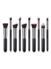 10支装黑色化妆刷套装，多种颜色可选，包含五大五小组合，迷你化妆刷、鼻影刷、唇刷、遮瑕刷、腮红刷、散粉刷，旅行便携小套装，一套化妆刷，包含多种化妆工具，柔软细腻，亲肤耐用，不易断裂，适合初学者使用。 - 彩色 - 查看 9