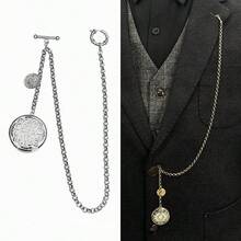 Vintage British Gentleman Suit Vest Chain, Long Chain, Multi-Purpose Brooch, Pocket Watch Chain, Waist Chain, Key Chain Accessories - 1PC - View 1
