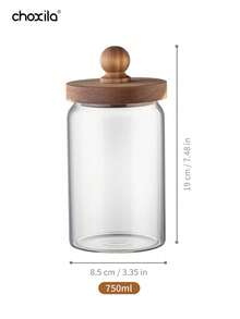 1 pièce Bocal en verre pour le stockage du café, bocal à thé, bocal en verre avec bouchon en liège hermétique pour le stockage des grains de café et des fruits secs - Boîte de haricots farcie boule en bois - Voir 9