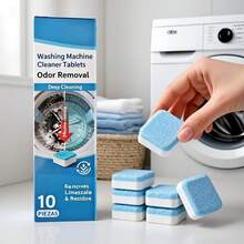 Limpiador y Descascarillador para Lavadoras, 10 Pastillas de Limpieza Profunda. Para Frontales y de Carga Superior. Limpia Tambor y Sello de Bañera. Ideal para Hogares, Dormitorios y Salas de Lavado. Desodorizante Multifuncional con Fuerte Efecto - Blanco - Ver 1