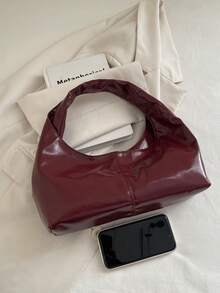 Fashionable New Solid Color Personalized Pleated Classic Handbag, Soft And Smooth Leather Crescent Shaped Women's Armpit Bag, Suitable For Shopping, Wallets, Shopping, Young Women, College Students, Newcomers, And White-Collar Workers. They Are Very Suitable For Offices, Universities, Work, Business, Commuting, Outdoor Activities, Travel, And Outings - Red - View 10