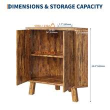 Farmhouse - clóset de almacenamiento de esquina con estante ajustable, mesa de esquina industrial de madera de 3 niveles con puertas, mesa auxiliar triangular para sala de estar, cocina - Marrón - Ver 2