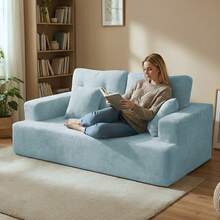 Sofá de Piso "Nube" 2-3 Plazas (180cm) - Sofá Cama Comprimido de Espuma Alta Densidad, Color Verde Menta (Sin Armado) - verde menta - Ver 4