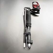 Foldable Hiking Stick, Lightweight Walking Cane, Portable Retractable Aluminum Alloy Anti-Slip Trekking Pole, Unisex - Black - View 2