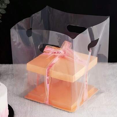 10個 透明デザートバッグ - ケーキやクッキーの展示用ギフトバッグ、ティアホール付き、誕生日会やホリデーギフトに最適、洗練されたベーキングスナックの好意的なバッグで使いやすい