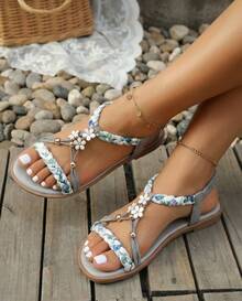 Women's Beaded Roman Bohemian Style Orange Flat Sandals For Beach Holiday Shoes  Sandals,Orange Floral Braided Sandals,Boho Floral Strappy Sandals – Women's Square Toe Slip-Resistant Comfort Summer Shoes For Beach & Vacation,Women's Flat Sandals With Ankle Chain – Soft Braided Comfort Slides For Casual Outfits & Date Nigh - 298 Xám 20 - Xem 1