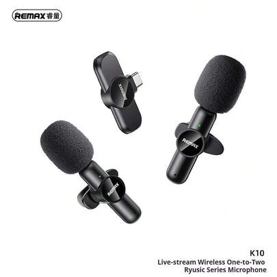  REMAX Wireless Lavalier Microphone, 2.4G/1-To-2, Wireless Microphone For Live Streaming With Noise Reduction, K10 Type C