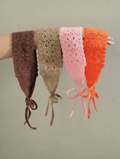1pc Handmade Crochet Hollow Flower Decor Headband, Women's Hair Accessory For Daily, Street, Travel, Vacation Women Hair Accessories Elegant Hair Band Fashion Head Scarf Fashion Women Bandana