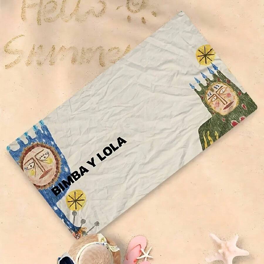 Fashion B B BimbaeS L LolaeS Bath Towel Microfiber Soft Water Absorbing Breathable For Girl Kids Decorative Cartoon Beach Towel(2) - 白色 - 查看 1