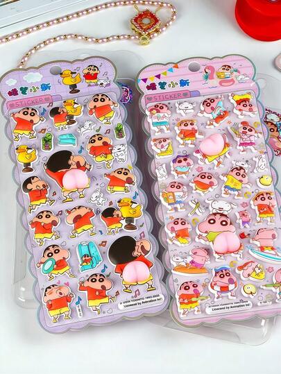 1pc 3D Cartoon Sticker, Crayon Shin-Chan Sticker, Reusable Waterproof Sticker, DIY Handmade Sticker, Suitable For Laptop, Water Bottle, Notebook, Car, Luggage, Gift Packaging, Party Decoration, Vinyl Sticker, School Supplies And Craft Supplies.
