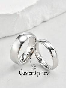 2 pièces/set Anneaux de couple en acier inoxydable personnalisés, 4 mm et 6 mm, couleur argent, convient pour le mariage, l'union, l'amour éternel, minimaliste - Argent - Voir 1