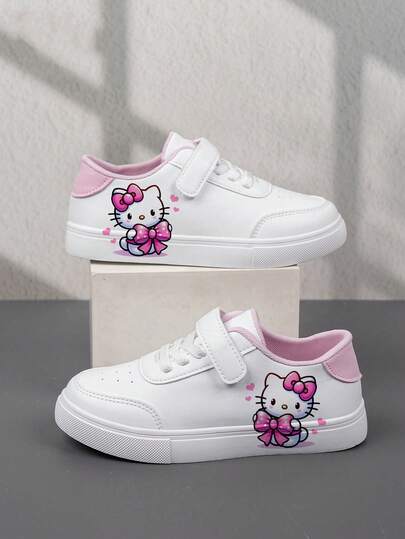  1 Pair Sanrio Affordable & Fashionable Casual Sports Shoes For Kids, Durable Basketball Shoes Suitable For Daily Wear And Outdoor Activities, Christmas Gift, Light-Up Shoes, Outdoor Play Shoes, Fun Design Shoes, Cartoon Print Shoes, Breathable Fabric Shoes, Flexible Sole Shoes, Children's Athletic Shoes, Sports Shoes, Holiday Gift, 2D Flat