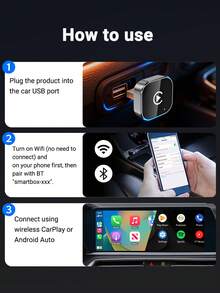 XUDA 2026 新款二合一无线 CarPlay/Android Auto 超迷你适配器 - 2.4-5.0 GHz WiFi 5 CarPlay 转换器，有线转无线，快速自动连接，零延迟，小巧设计，兼容 和 Android 设备，带 USB/USB-C 接口，不含电池 - A - 查看 8