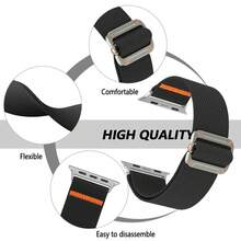 1pc Unisex Band, Nylon Material, Fits 38mm 40mm 41mm 42mm 44mm 45mm 46mm 49mm, Compatible With Apple Watch SE 11/10/9/8/7/6/5/4/3/2/1/Ultra 2, Elastic Rope Stretch Canvas Strap - Multicolor - View 2