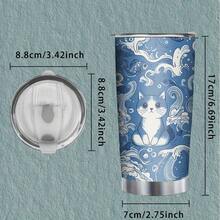 20oz Insulated Stainless Steel Travel Mug With Lid - Double-Wall Vacuum Insulated Cup, Spill-Proof Lid, Keeps Drinks Hot/Cold For Hours, Perfect For Coffee, Tea, Commute, Road Trips - Ideal Birthday, Holiday, Office Gift (Hand Wash Only), Coffee Travel Mug, Playful Cat Design, Hot And Cold Cup, Modern Drinkware, Durable Construction, Reusable Tumbler, Tea Drinkers - 1 cái - Xem 4