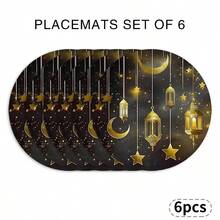 A Complete Set Of Circular Table Mats, Featuring Ramadan Farnas Lanterns, Moon, Stars, And Starlight Patterns, Suitable For Spring, Summer, Autumn, And Winter. It Adopts A Multi-Color Pattern Design And Is Woven From 100% Polyester Fiber. The Size Is 15 * 15 Inches And Can Be Machine Washed With Polyester Placemats - Multicolor - View 12