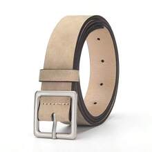 1pc Retro Sun Buckle Fashion Versatile Belt, Minimalist Design Unisex Waist Belt For Teens And Adults - Square Buckle - View 4
