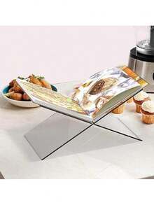 1pc X-Shaped Acrylic Transparent Bookshelf, Available In Black And White, Suitable For Use As A Reading Shelf, Music Album Display Rack, Home Decor, Applicable For Library, Cookbook Rack, Music Album Rack And Various Book Display And Storage, Also Can Be Used As Kitchen Countertop Decor - Transparent - View 5