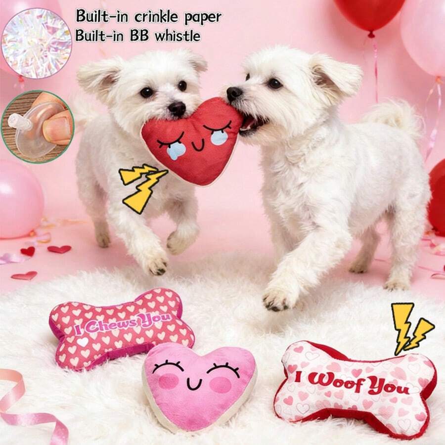 1 món đồ chơi nhồi bông có âm thanh phiên bản giới hạn ngày Valentine cho thú cưng, hình trái tim/xương/hoa hồng để thu hút sự chú ý của thú cưng, thể hiện tình yêu thương dành cho thú cưng, thích hợp cho chơi tương tác, ném bắt, gặm, làm sạch răng, thiết bị phát âm thanh tích hợp để thu hút thú cưng, quà tặng ngày lễ/quà Valentine/quà lễ hội/quà tiệc cho thú cưng, quà Valentine cho thú cưng yêu quý, đồ dùng cho thú cưng, đồ chơi cho thú cưng, quà Valentine cho thú cưng. - Nhiều màu - Xem 1