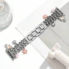 1pc Women's Minimalist High-End Pendant Zinc Alloy Stainless Steel Watch Band Suitable For 38/40/41mm 42mm(S10)/44/45/49mm 42mm(1/2/3/) Compatible With Apple Watch Bands Ultra/SE/10/9/8/7/6/5/4/3/2/1 - Silver - View 7