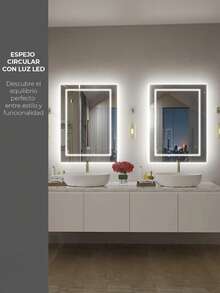 Espejo Luz Led Touch Pared Tocador Baño Vestidor 3 Luces Rectangular Con Marco - Tipo de Enchufe A USA (110-127V) - Ver 3