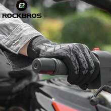 ROCKBROS 1 Stück gestrickte Touchscreen Langfinger Handschuhe, Anti-Rutsch Prägung Gummibeschichtung, SBR Handflächen Pad Stoßabsorption, Unisex Outdoor Fahrrad Warm Kompressionshandschuhe - Dunkelgrau - Übersicht 6