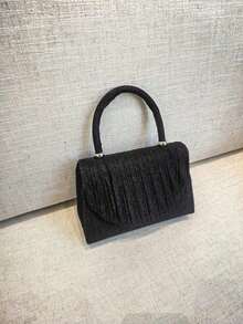 1个闪亮金属亮片翻盖手拿包，优雅晚宴包，适合派对、婚礼、舞会、新娘场合 - 黑色 - 查看 6