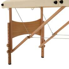 HOMCOM Camilla de Masaje Plegable 210x81 cm Camilla Estética Profesional con Reposacabezas Extraíble 2 Zonas Asa y Marco de Madera con Altura Regulable y Bolsa de Transporte - Beis - Ver 8