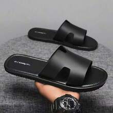 1双拖鞋，休闲舒适耐穿凉拖，平底慵懒百搭不磨脚沙滩人字拖 - 黑色 - 查看 7