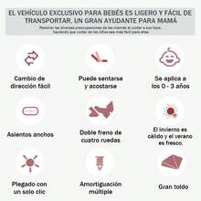 Carriola De Bebé Multifuncional Ligero Y Plegable Para Bebé 0-24 Meses - Negro - Ver 11