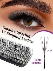 1600Fan Narrow Angle W-Shape Lashes C/D Curl Smaller Spacing W Shaped Eyelash Extension YY/3D/4D/5D Handmade Natural False Eyelashes 8-15mm Premade Volumn Fans 0.07mm Thickness Light Softer Automatic Flowering Salon - Black - View 2