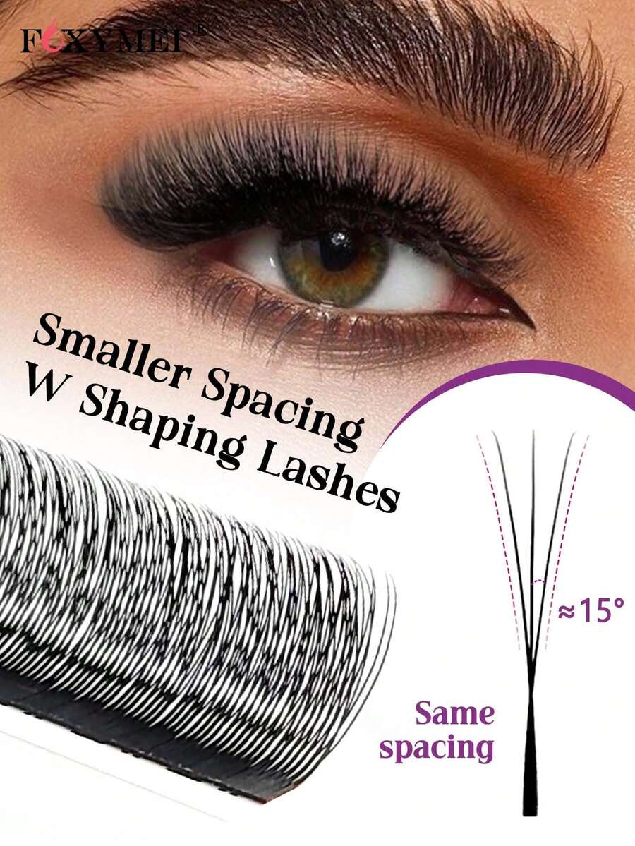 1600Fan Narrow Angle W-Shape Lashes C/D Curl Smaller Spacing W Shaped Eyelash Extension YY/3D/4D/5D Handmade Natural False Eyelashes 8-15mm Premade Volumn Fans 0.07mm Thickness Light Softer Automatic Flowering Salon - Black - View 1