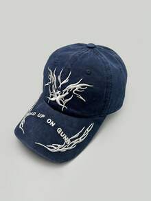 1pc Vintage Flame Wing Embroidery Baseball Cap, Unisex Sun Protection Casual Streetwear Snapback Hat - Multicolor - View 15